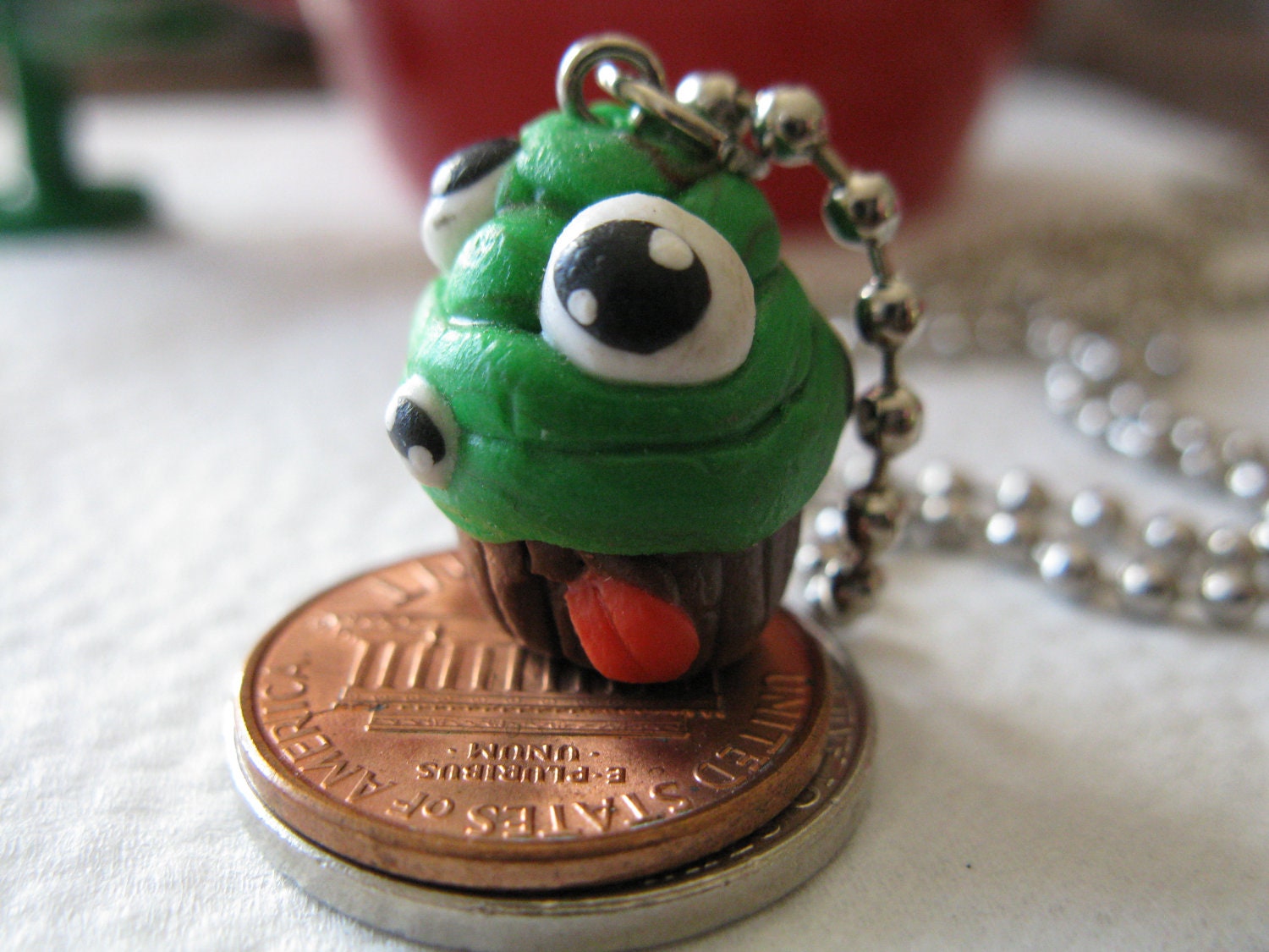 SaLE - Funny Glow-in-the-Dark Monster Cupcake Necklace
