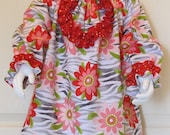 Peasant dress easter dress church red gray ruffles. Size 2 2T / 3 3T. Only One and Ready to Ship.