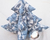 Stuffed Tabletop Tree - Blue Poinsettias Large - Winter Decoration - SALE