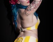 Latex Wide Circus Stripe Heart Ruffle Pants / Knickers / Briefs