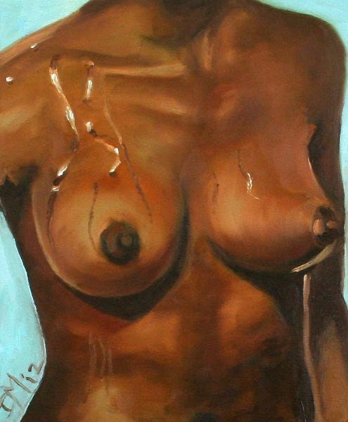 Original Oil Painting Fine Art Female Nude High Quality Print  8x10 African Black