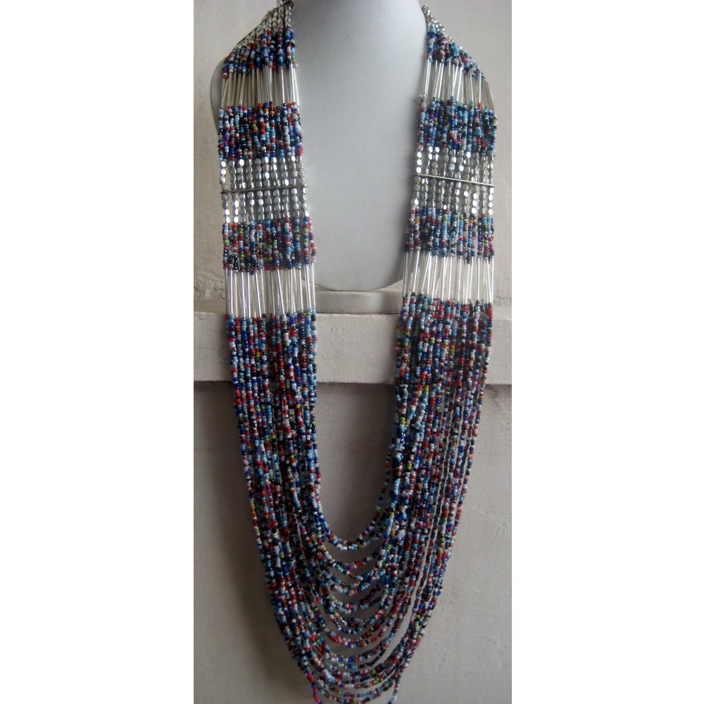 Multi Color Necklace/Statement Necklace/Long Necklace/Chunky Necklace/Bib Necklace/Beaded Necklace/Beaded Jewelry