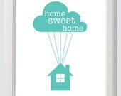 Wall Art A4 - HOME SWEET HOME (aqua)