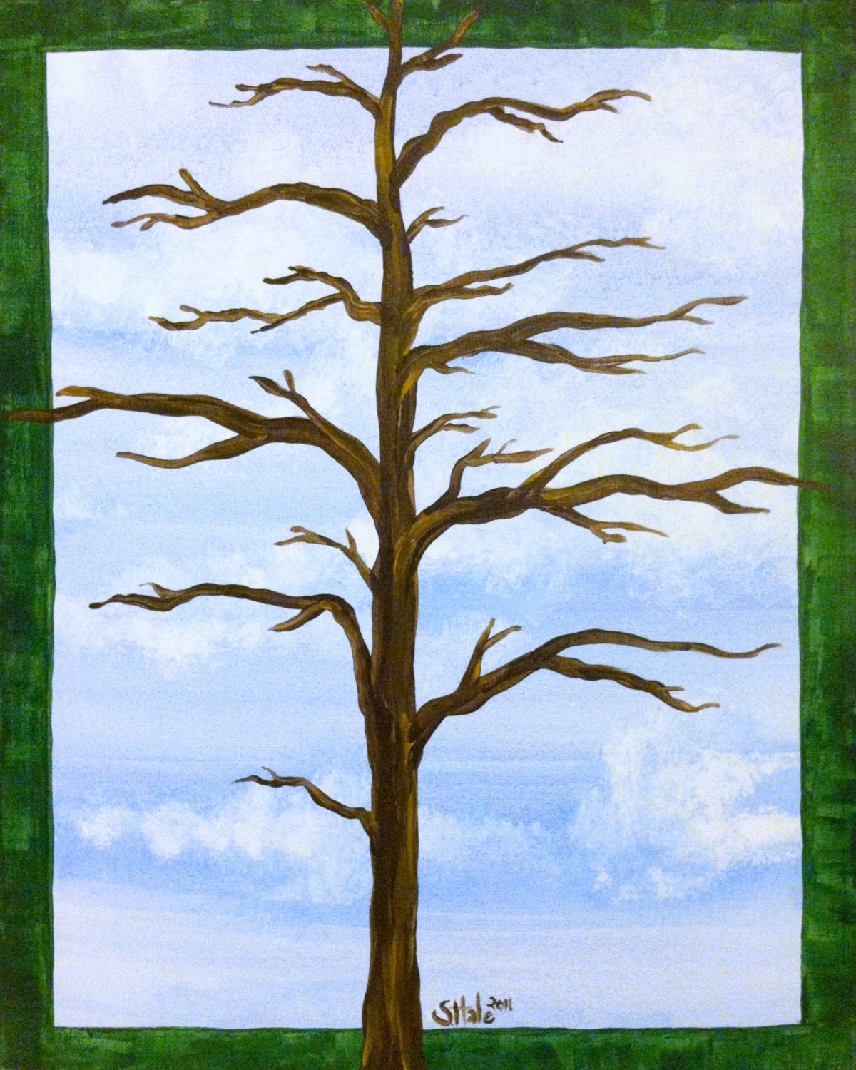 Naked Tree: abstract painting, acrylic on canvas 16" x 20"