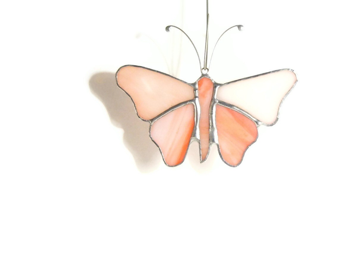 Flamingo Pink Butterfly Suncatcher Stained Glass