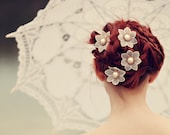 Bridal hair clip set, Wedding hair accessories, Lace flower pins, Bridal bobby pins - ETHEREAL LACE