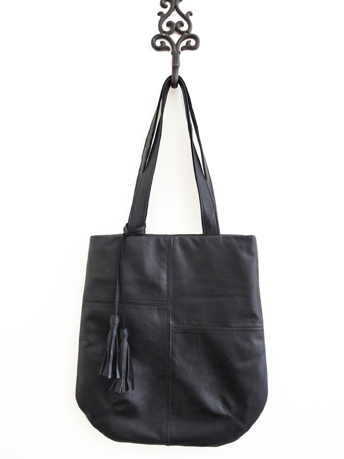 Black Leather Tote ... Simple Understated Everyday Bag