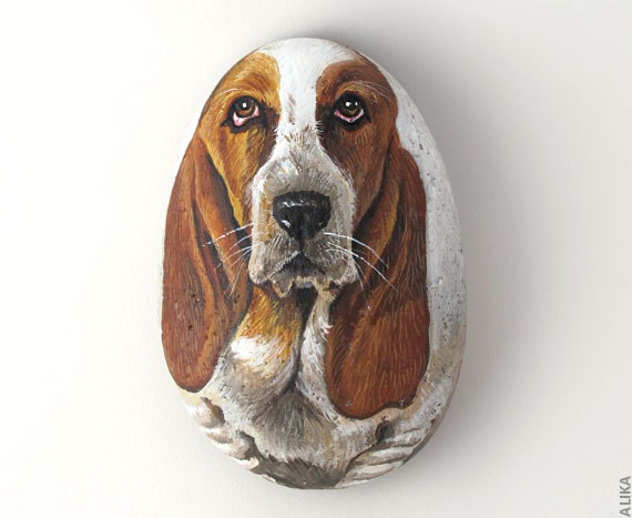 Basset Hound Dog Painted Rock Hand Painted Stone Rockpainting Art
