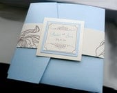Blue Topaz Pocketfold Wedding Invitation Sample