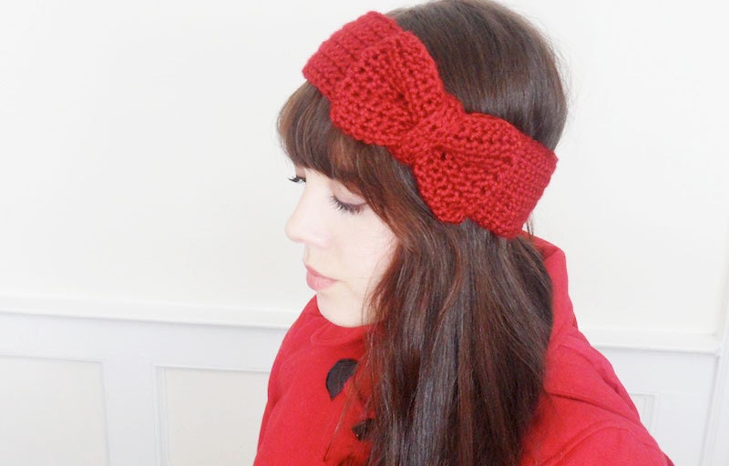 Crochet Bow Ear Warmer Headband
