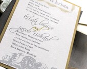 Modern Romance - Modern Wedding Invitations, Elegant & Chic, Gold, Gray, Monogram - Sample