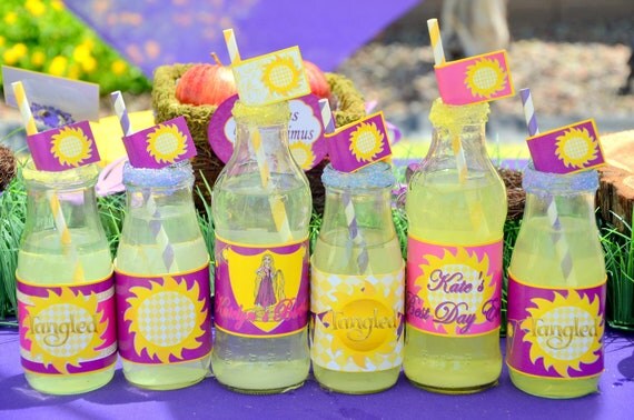 TANGLED Inspired Straw flags - RAPUNZEL Girls Birthday Party - Tangle Princess Party - Krown Kreations Il_570xn