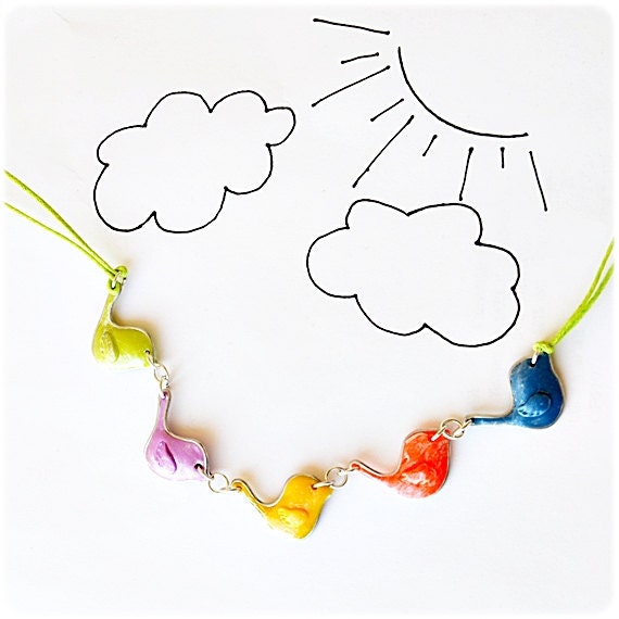 Cute funny Birds Colorful Necklace  - flock of birds
