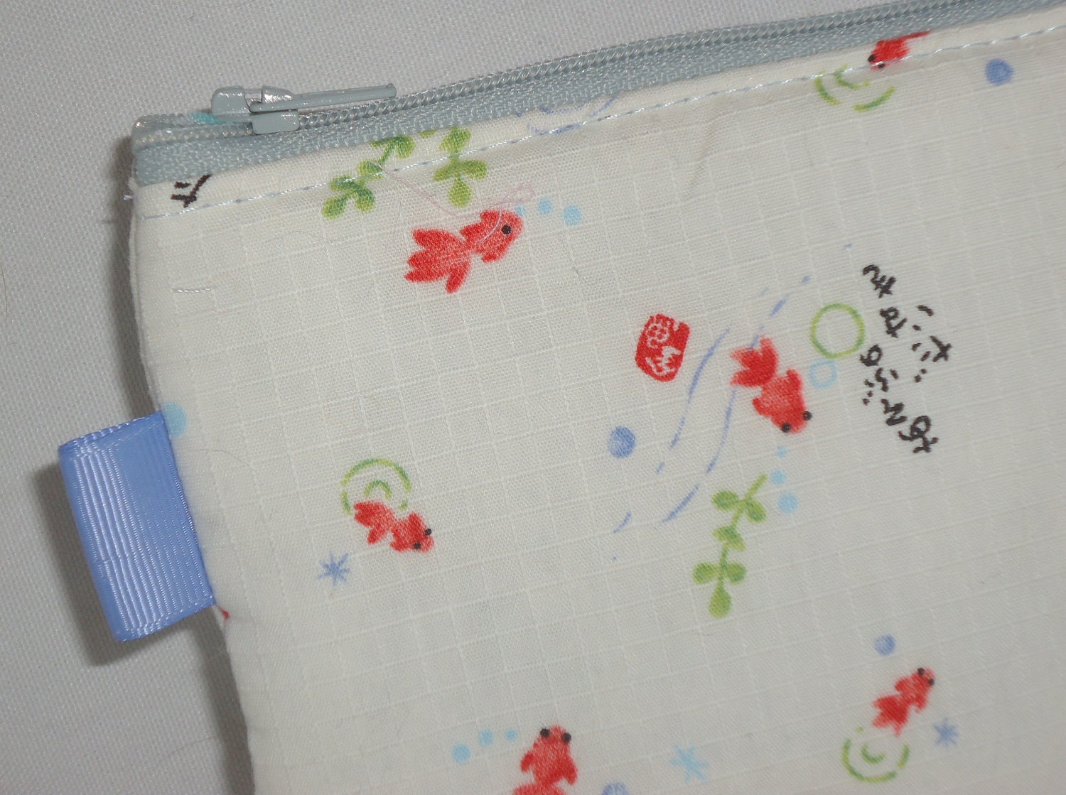 Dainty Koi Fish Zippered Pouch -- White (WB Classic)