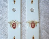 Pair Limoges Porcelain Door Plates with Cupids