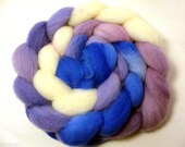 Handdyed English Shetland Wool Roving - Miranda - blue, purple, white