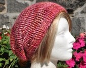 Pink Multi Knit Hat - Wool Ribbed Slouchy Knit Hat - Women's Hat in Baby Alpaca