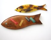 60s Italian Souvenir Fish Comb & Leather Case - Vintage Travel - Rare - Collectible Purse Accessory - Made in Italy