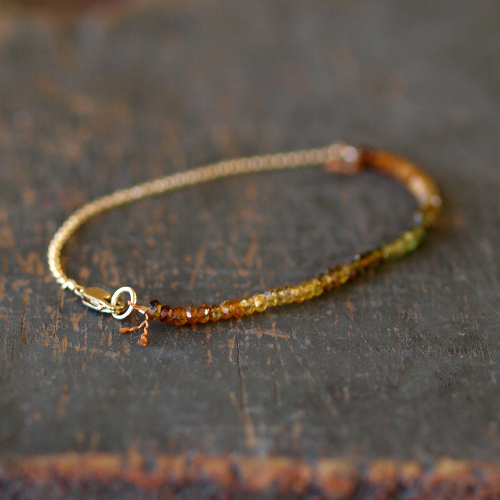 Petro Tourmaline Bracelet Premium Gemstone Autumn Fall Color Spectrum Delicate Gold Handmade Jewelry