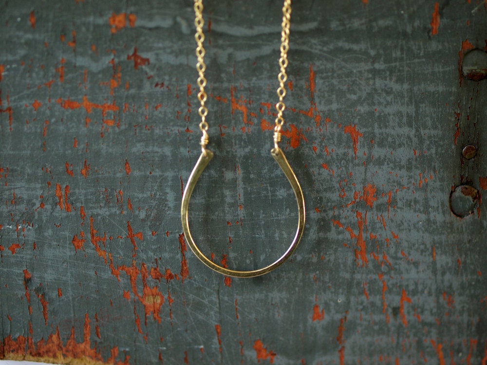 Lucky Necklace Gold Good Luck Horseshoe Equestrian Handmade Goldfilled Jewelry
