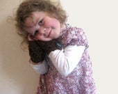 MINI Latticed Milky Choc Brown Fingerless Mitts with Turquoise Buttons for Girls - 50-50 Silky Soft Merino and Alpaca WOOL Blend