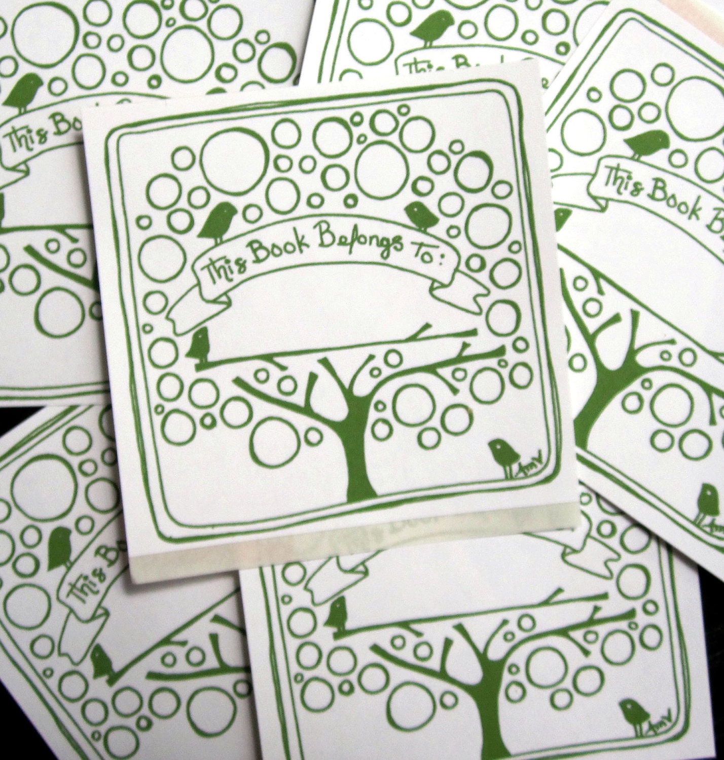 12 Birds Tree Bookplate Labels Self Adhesive
