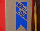 Papercut Card: Blue Ribbon Thank You
