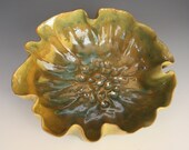 Bowl flower Serving and Decoration Green yellow art ceramic pottery