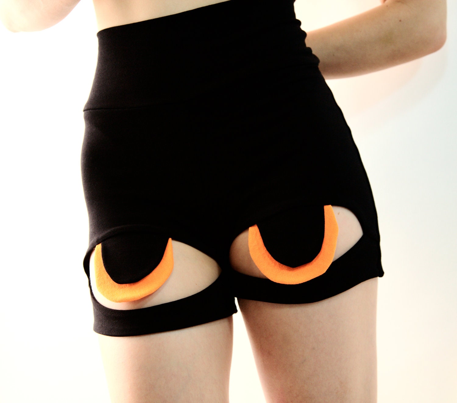High Waisted Peeper Shorts in Orange, M