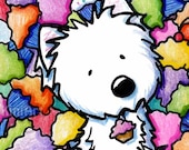 ORIGINAL Art Westie Terrier Cupcake 8x10 Matted ACEO
