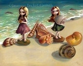 By the Seaside seashell beach fairy art print by Jasmine Becket-Griffith 8x10