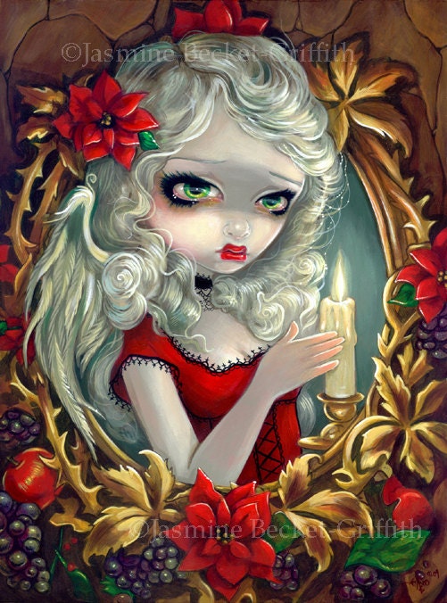Christmas Candle holiday angel fairy art print by Jasmine Becket-Griffith 8x10