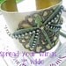 Dragonfly Cuff Bracelet, Antique Brass Filigree, Verdigris Patina, Summer, Gypsy Bohemian, Wide Rhinestone cuff, Shabby Chic, Rustic, 2 inch