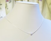 6mm Floating Pearl Necklace with Swarovski and Sterling Silver