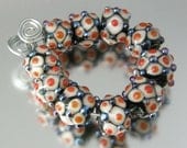 KILLERBEEDZ1 - Queen of Hearts - 10 Bumpy Lampwork Beads