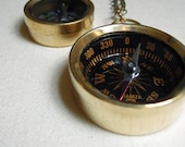 Matching "His and Hers" Gold Brass Compass necklaces, real working compass on brass chain.
