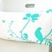 Mint Green Print on Off white Flying By Rectangle Pillow