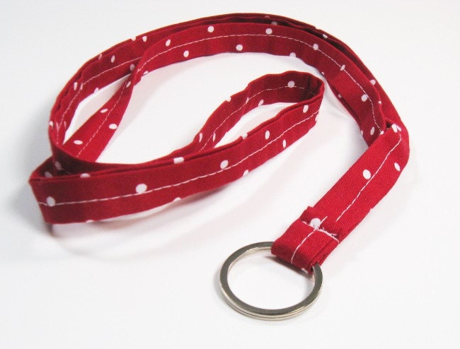 Lanyard Key Chain -Long - Red Dot