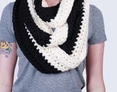 Triple Wrap Infinity Scarf - Black & White