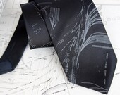 Detroit map silk necktie. Zug Island & River Rouge. Screenprinted men's tie, smoke gray print.