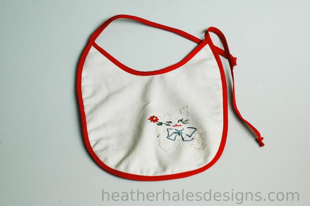 Kitty Hand Embroidered Baby Bib