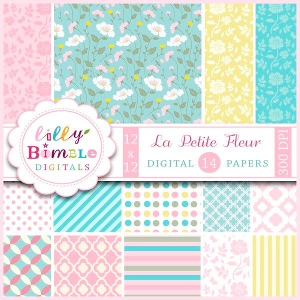 Digital Scrapbook Papers for cards, invites Commercial Use included - La Petite Fleur Il_570xn