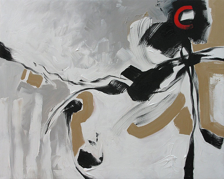 MOVING SALE - Abstract Painting Original Art Abstract Art Expressionist Black and White Acrylic Painting on Canvas by Linda Monfort