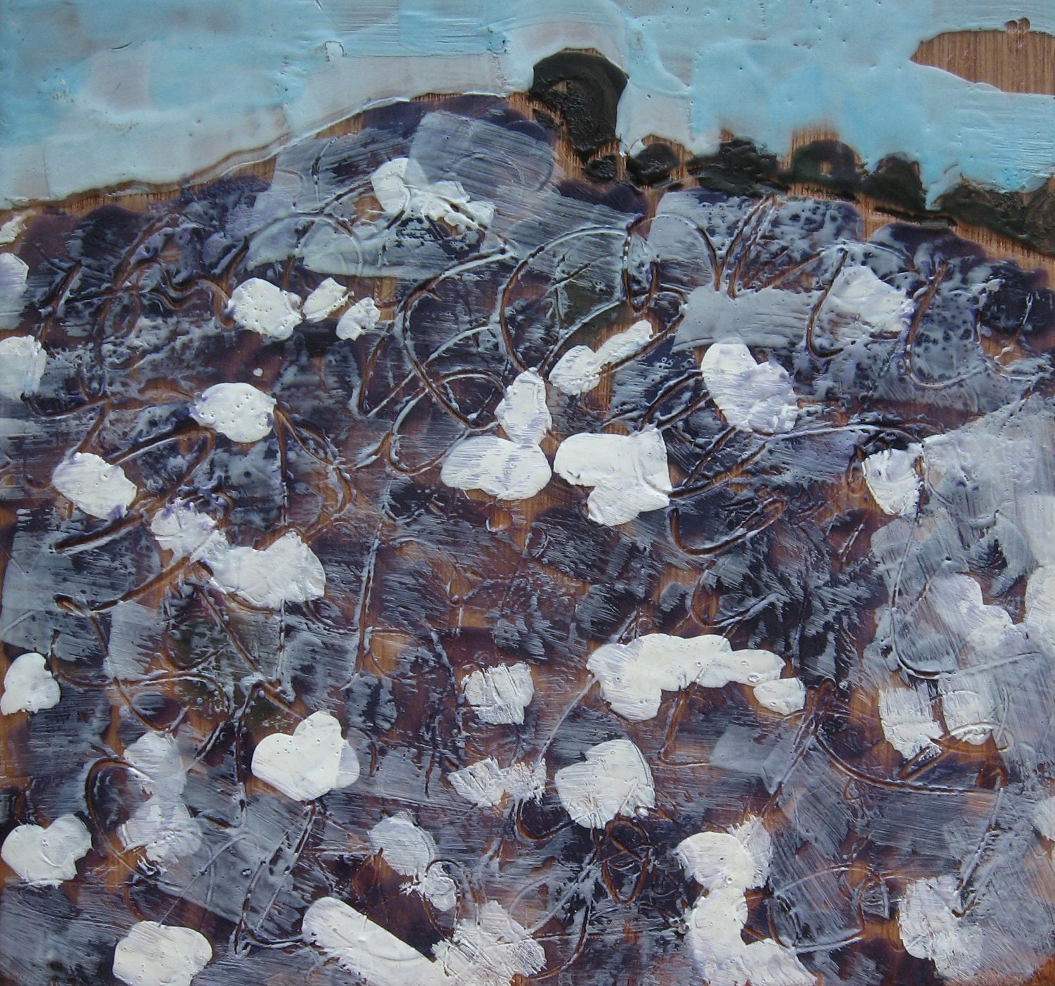 Encaustic Landscape Sketch on Panel, 7.5 x 8 Inches, Stooshinoff