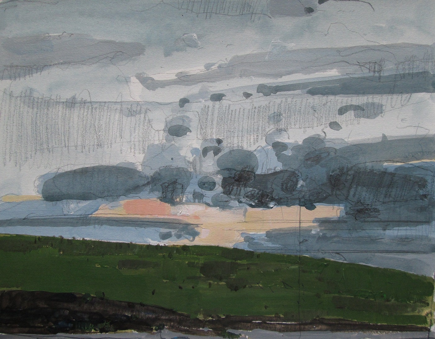 Last Light, Original Landscape Painting on Paper, Canada