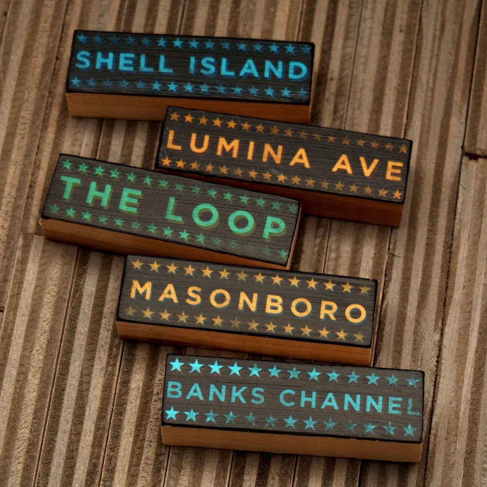 Wrightsville Beach Favorite Spots- Five Art Block Set- Pick the Spots from The Loop, Banks Channel, Lumina Ave, Masonboro Island and More