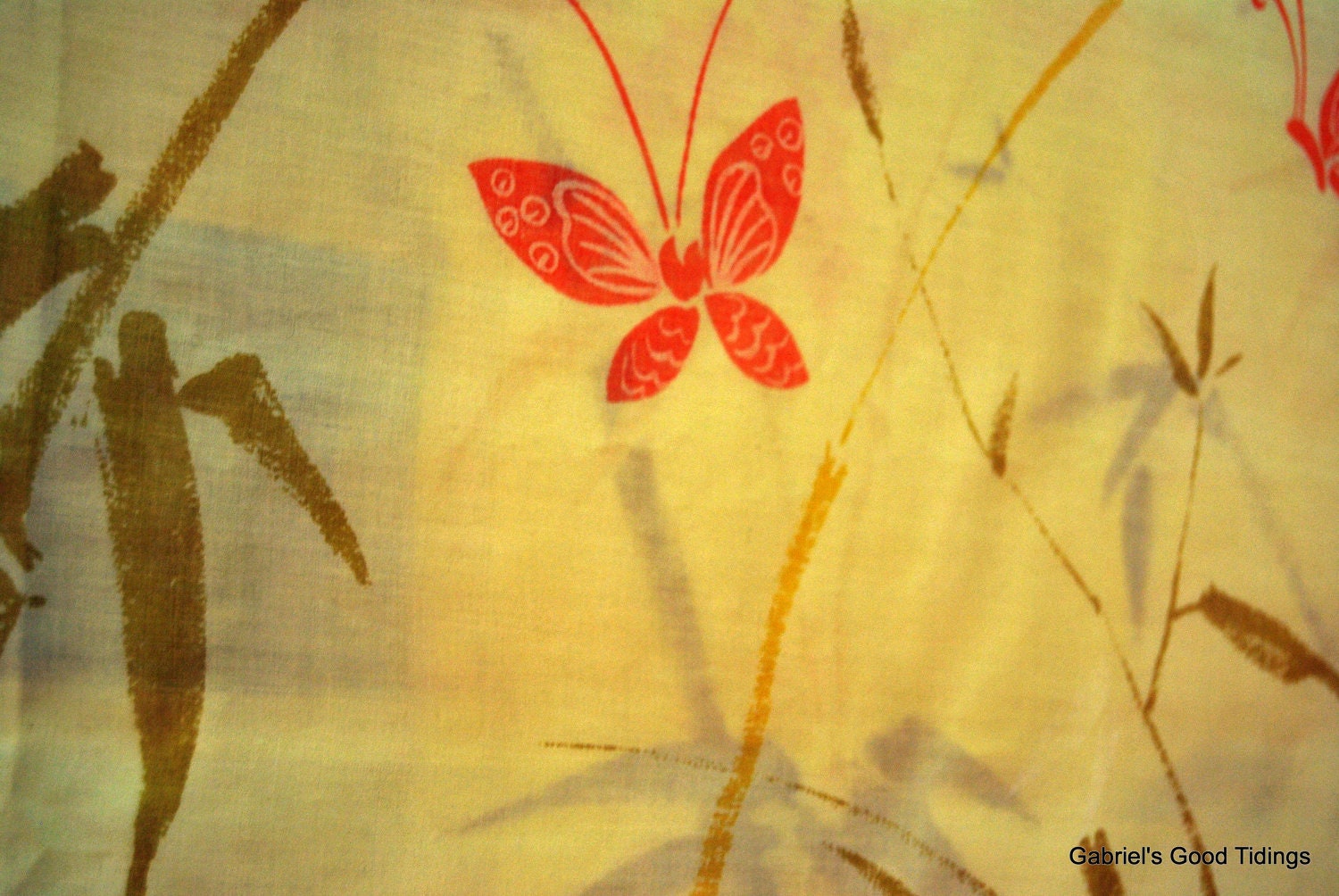 Vintage Sheet Fat Quarter -  Yellow and Orange Butterfly