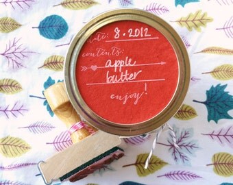 Canning Label Stamp with heart and arrow design - Enjoy