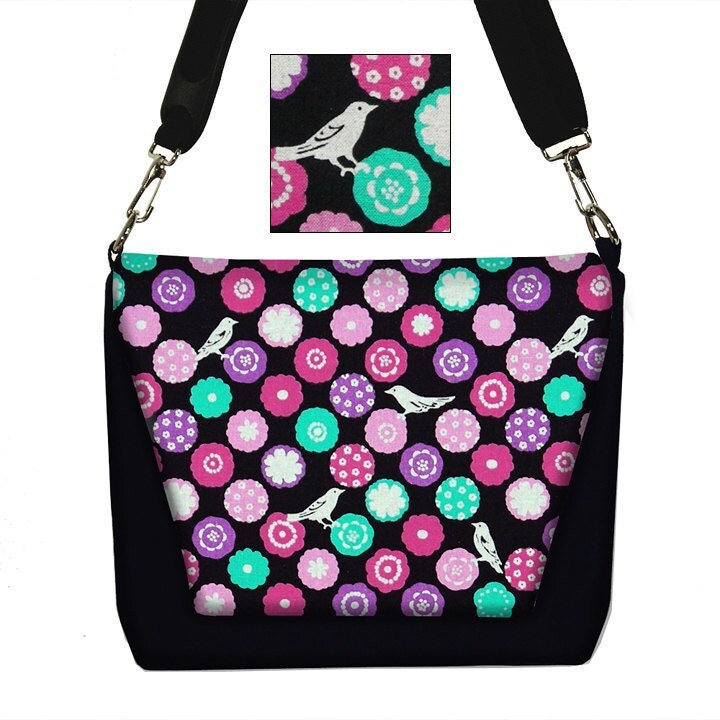 SALE Digital SLR Camera Bag Dslr Camera Bag Purse Womens Camera Bag Case Kokka Black Bird pink purple turquoise (RTS) - janinekingdesigns