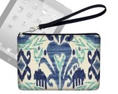SALE iPad Mini Case Travel iPad Mini Cover/ Woman's iPad mini Sleeve/ iPad Wristlet Purse Clutch/with Padding Pocket Ikat Blue (RTS)